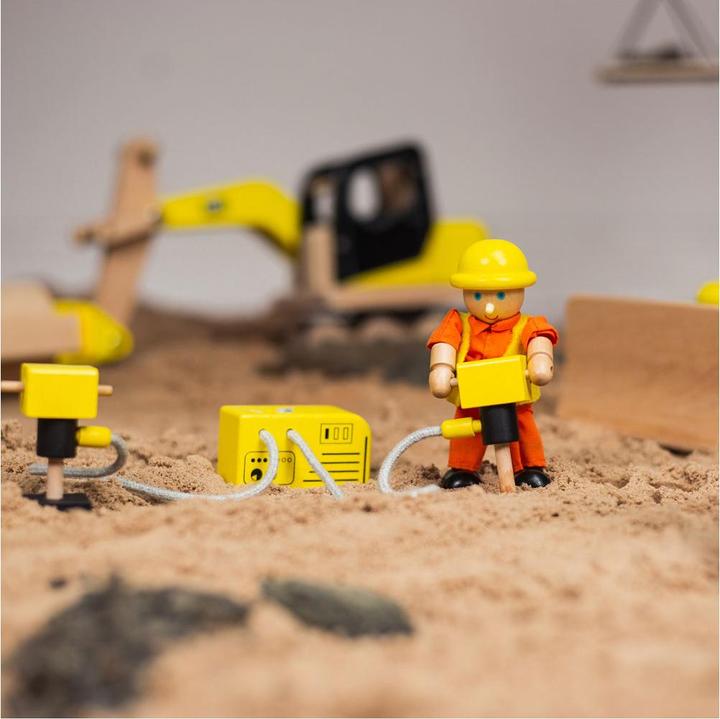 Actual product image Bigjigs Tidlo wooden doll's house, construction worker, building material, 1