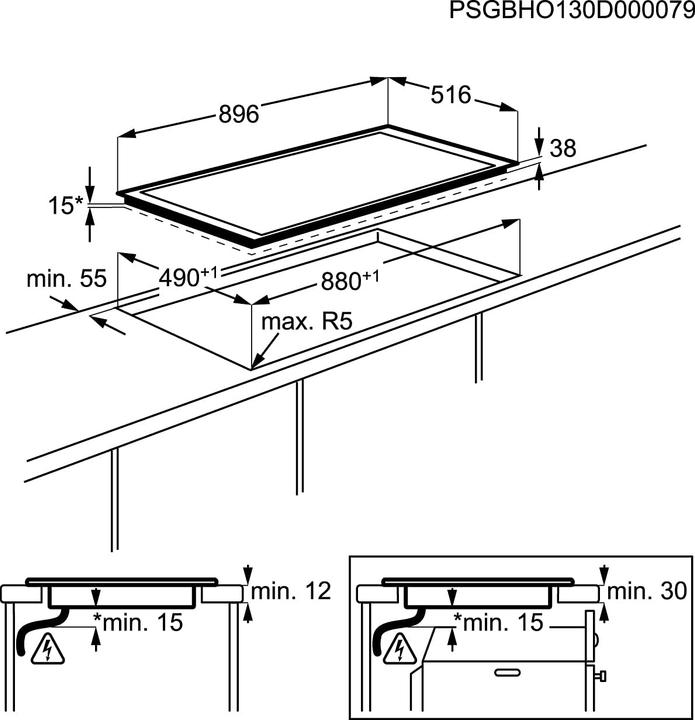 Produktbild AEG HK955070XB Integriert Keramik 5 Zone(n) (89.60 cm, Glaskeramik Kochfeld)