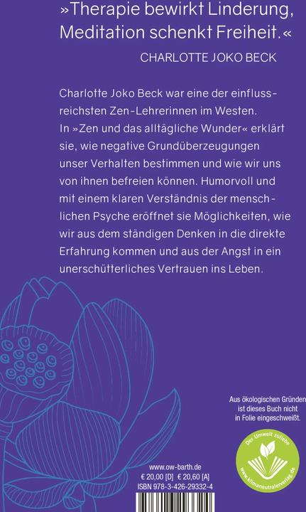 Produktbild Zen und das alltägliche Wunder (Deutsch, Charlotte Joko Beck, 2022)