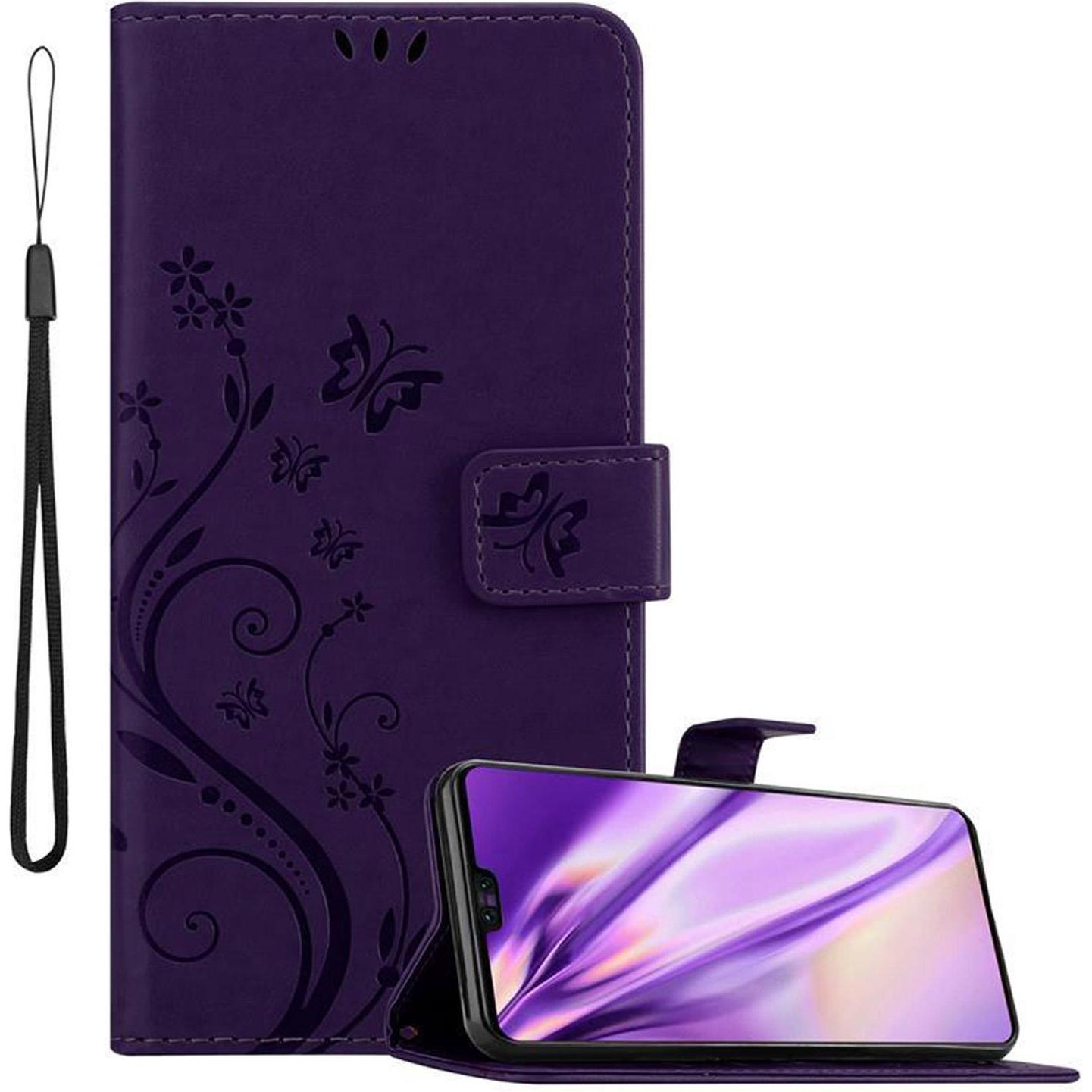 Cadorabo Flower Book Cover (Huawei Mate 30), Smartphone Hülle, Violett