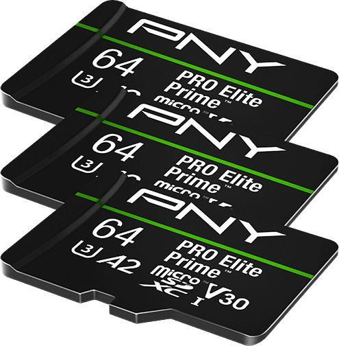 Actual product image PNY PRO ELITE PRIME 64GB X3 (64 GB, microSDXC, U3, UHS-I)