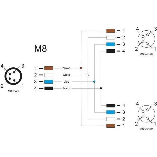 Delock M8 T-Splitter A-kodiert 4 Pin Stecker zu 2 x Buchse Parallelschaltung, Elektronikkabel + Stecker, Schwarz