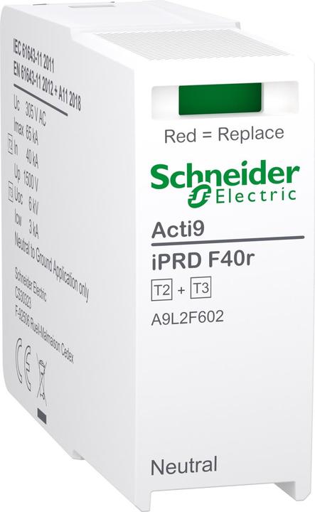 Schneider Modulo di protezione sostitutivo per scaricatore iPRD F40r 3P+N, tipo 2+3, modulo N-PE, fusibile