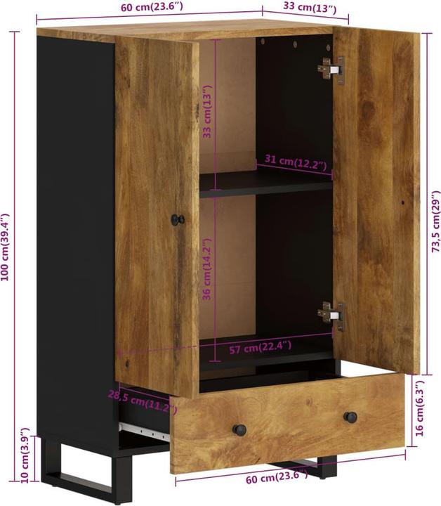 Image du produit vidaXL Ridge (33 x 60 x 100 cm)