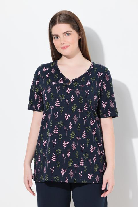 Produktbild Ulla Popken Schlafanzug-Shirt, V-Ausschnitt, Halbarm (60)