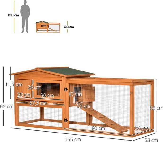 Produktbild Swisshandel24 Kleintierstall Tannenholz Kleintierhaus mit Asphaltdach Kleintierkäfig mit Bodenwanne und Rampe Gehe