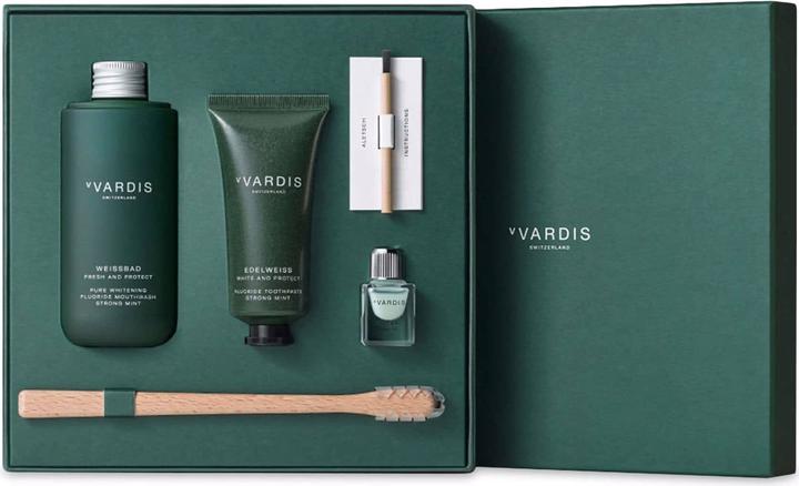 Actual product image vVardis Gift Set Strong Mint 1x ALETSCH 1x EDELWEISS 1x WEISSBAD 1x Wooden Toothbrush (1 x)