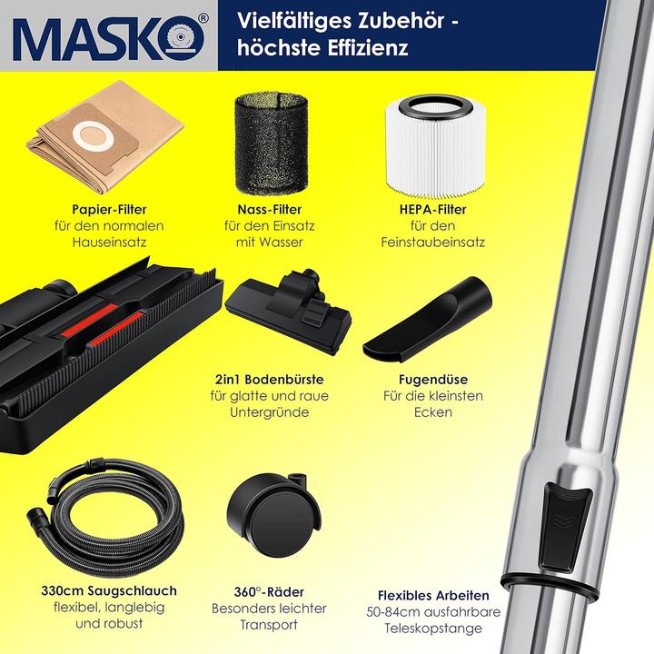 Produktbild Masko Industriestaubsauger 1800W (Nass-Trockensauger)