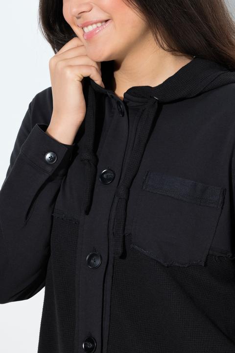 Actual product image Ulla Popken Mixed Texture Button Down Sweatshirt (50, 52)