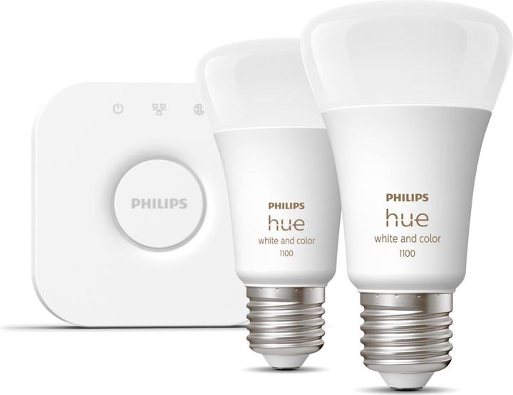 Produktbild Philips Hue Starter Kit (E27, 11 W, 1100 lm, 2 x, F)