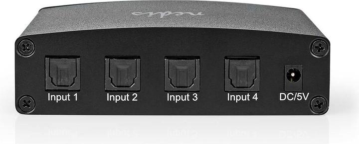 Produktbild Nedis Digital-Audio-Switch | 4-Wege | Anschlüsse – Eingang: DC Power / 4x TosLink | Anschlüsse – Aus