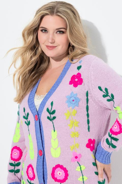 Image du produit Miamoda Cardigan avec fleurs brodées, coupe Classic Fit ample (54)