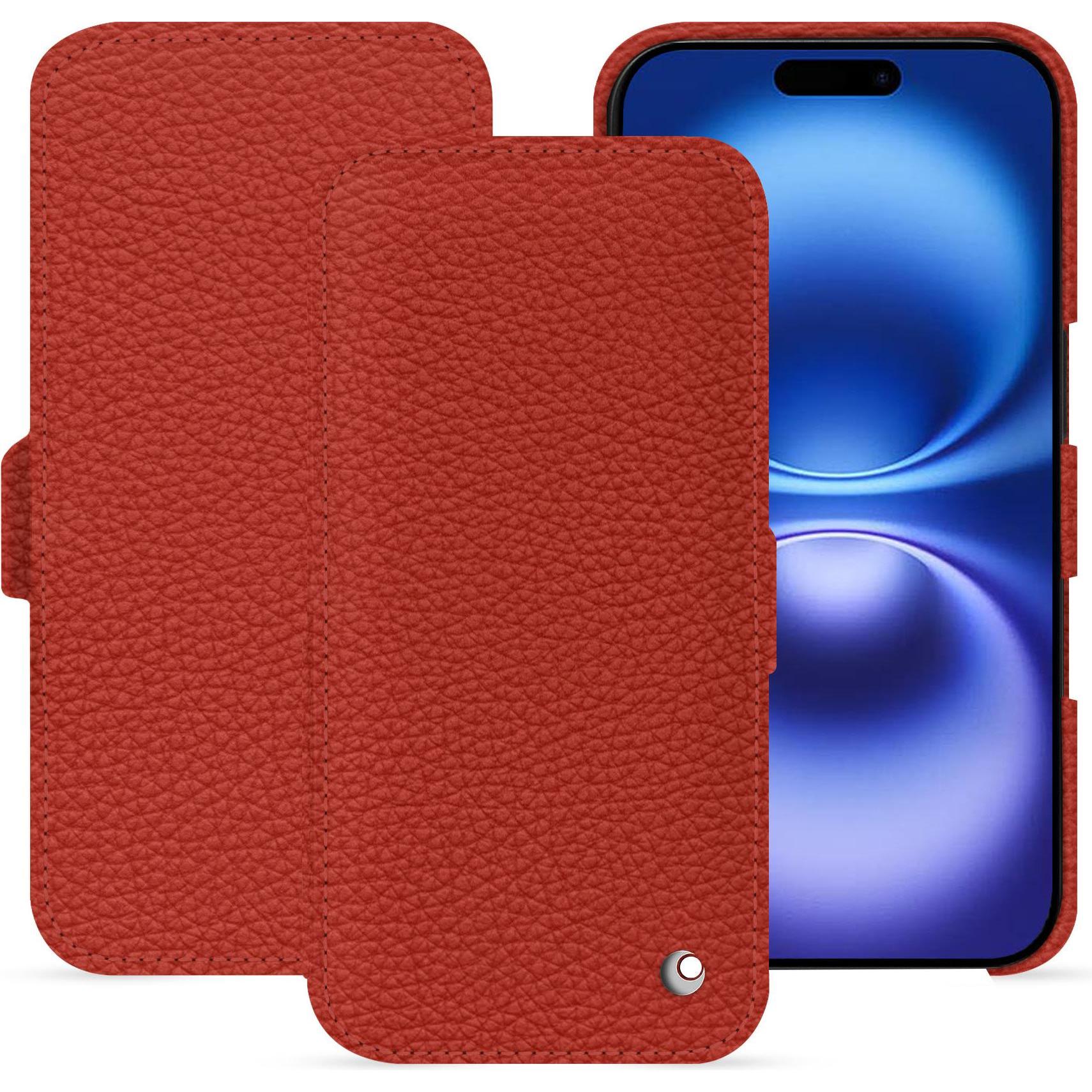 Noreve Lederschutzhülle horizontal (Apple iPhone 16), Smartphone Hülle, Orange
