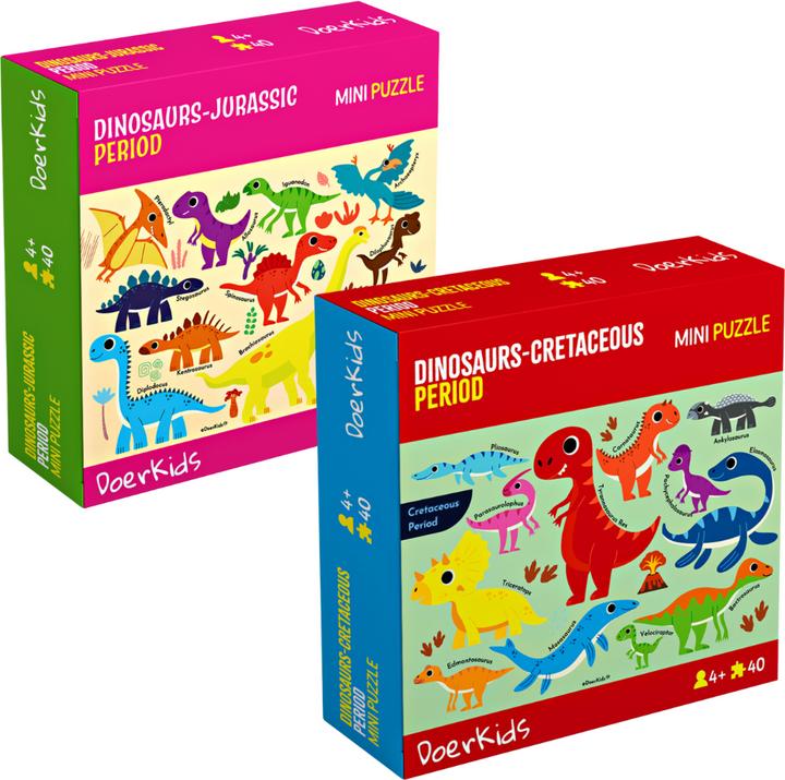 Image du produit DoerKids Puzzle Aventure Dinosaurienne : Jurassique & Crétacé (Lot de 2) (40 pièces)