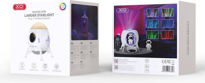 Actual product image xO projector LED CF38 star and galaxy with Bluetooth speaker white