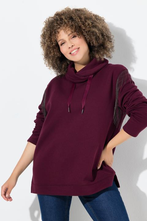 Produktbild Ulla Popken Sweatshirt, Kettenfransen, Stehkragen, Langarm (56)