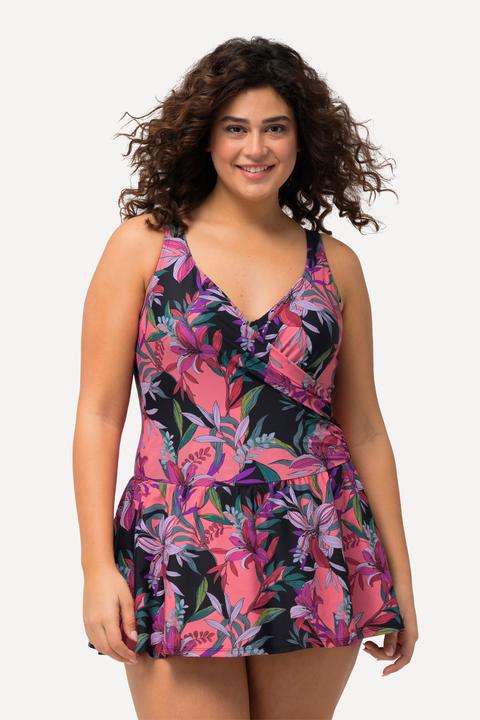 Image du produit Ulla Popken Robe de bain imprimé feuilles à bonnets souples et armatures, matière recyclée (46)