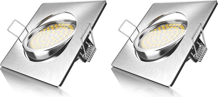 Produktbild Brandson 2x LED Deckenspot, schwenkbarer Einbaustrahler, Edelstahl Optik Einbauleuchte, Einbauspot Warmweiss (320 lm)
