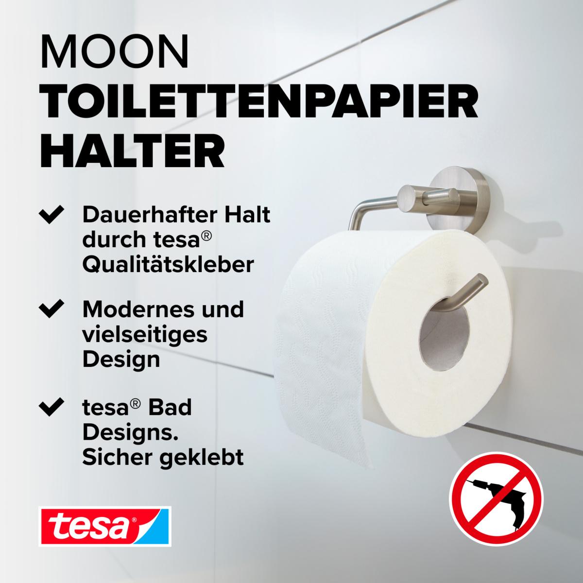 Thumbnail - tesa, Toilettenpapierhalter, MOON Toilettenrollenhalter inkl. Klebelösung ohne Bohren