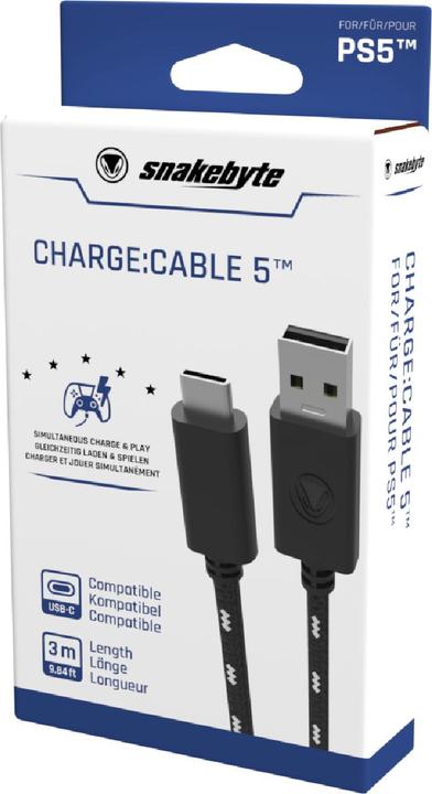 Produktbild EPE Snakebyte CHARGE:CABLE 5 (3M) (PS5) USB Kabel 2.0 USB A Schwarz (3 m, USB 2.0)