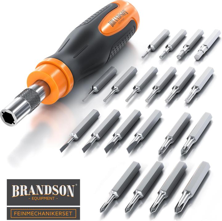 Actual product image Brandson Screwdriver set 21-piece, mini bits, slotted, Phillips, hexagon socket, Torx, precision mechanics (Pozidriv cross recess (PZ), Pin-torx, Phillipps cross recess (PH), Port)