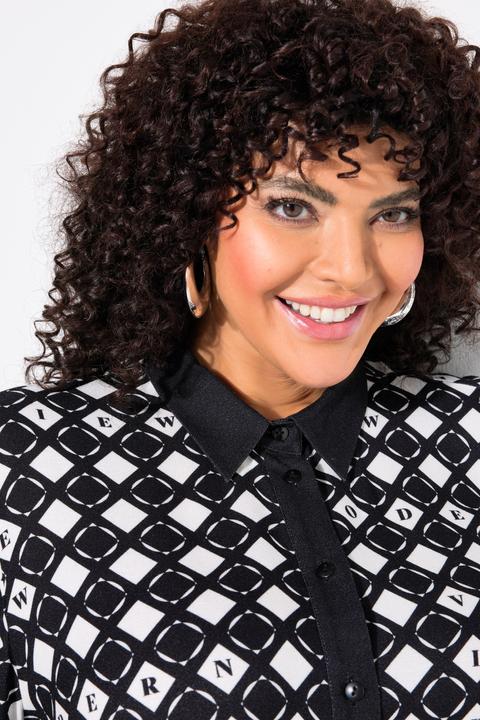 Produktbild Ulla Popken Hemdbluse, grafischer Druck, Hemdkragen, Langarm (42, 44)