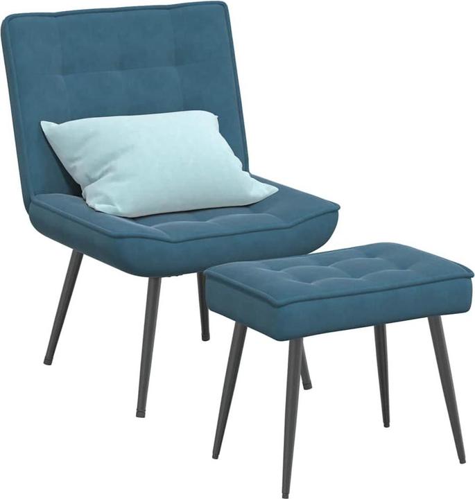 Produktbild vidaXL Relaxsessel mit Hocker Blau Samt Sessel Sessel mit Hocker