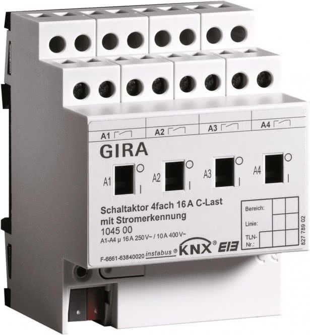 Produktbild Gira Schaltaktor 4-fach 16A 104500 KNX/EIB REG C-Last (Schaltaktor)