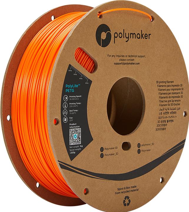 Actual product image Polymaker PolyLite PETG V2 - Orange - 1.75mm (PETG, 1.75 mm, 1000 g, Orange)