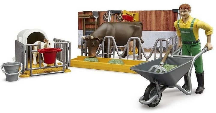 Produktbild Bruder Kuh und Kälberstall mit Landwirt
