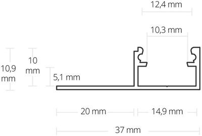 Image du produit Galaxy Profiles Fliesenprofil seitlich LED-Breite 14mm, L2000mm