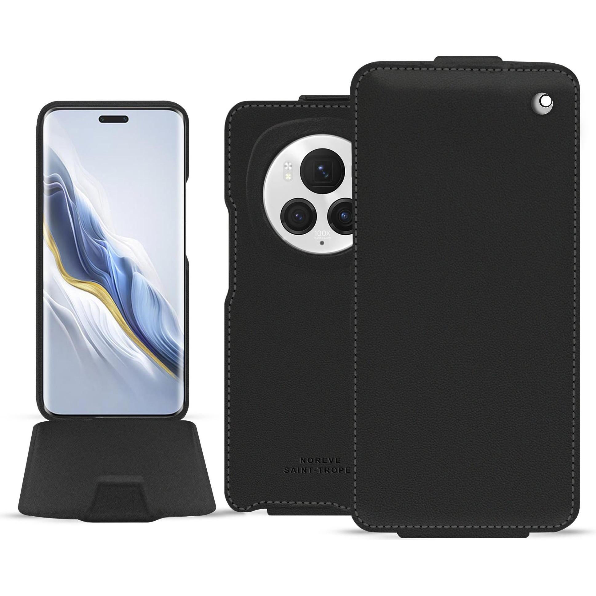 Noreve Lederschutzhülle vertikal (Honor Magic6 Pro), Smartphone Hülle, Schwarz