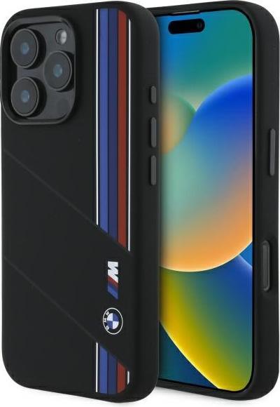 BMW BMHMP16X23SCUK iPhone 16 Pro Max 6.9" czarny/black hardcase Silicone Cut Tricolor Lines Mag (Apple iPhone 16 Pro Max)