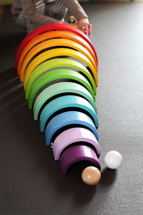 Actual product image small foot Wooden blocks rainbow XL
