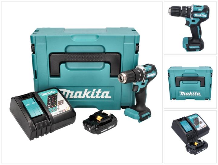 Productafbeelding Makita DHP 487 RA1J Accu klopboormachine 18 V 40 Nm Borstelloos + 1x accu 2.0 Ah + lader + (Oplaadbare batterij)