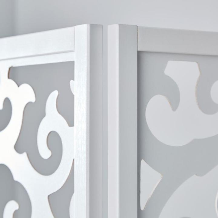 Actual product image Greendeco 3 Partition Wood Partition Spanish Wall Privacy Screen White