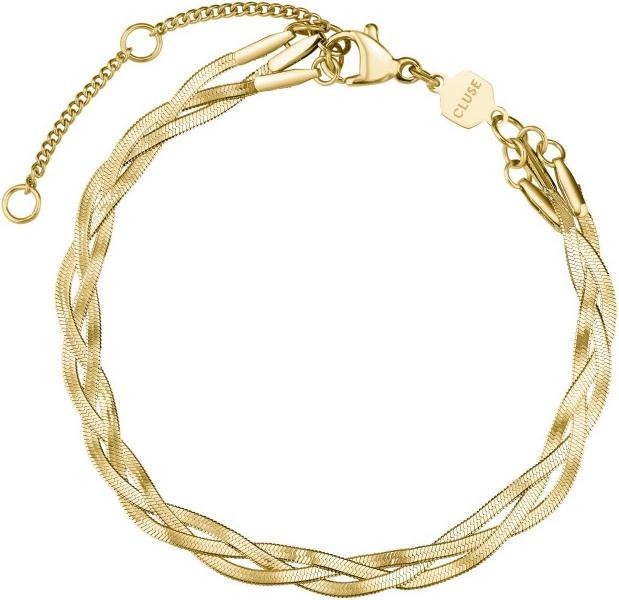 Image du produit Cluse Coffret cadeau Gracieuse Petite Montre Acier, Cerise Foncée & Bracelet Serpent Tressé, Couleur Or (Montre analogique, 24 mm)