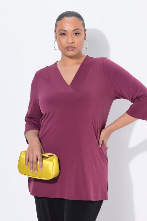 Produktbild Ulla Popken Longshirt, A-Linie, V-Ausschnitt, 3/4-Ärmel (56)
