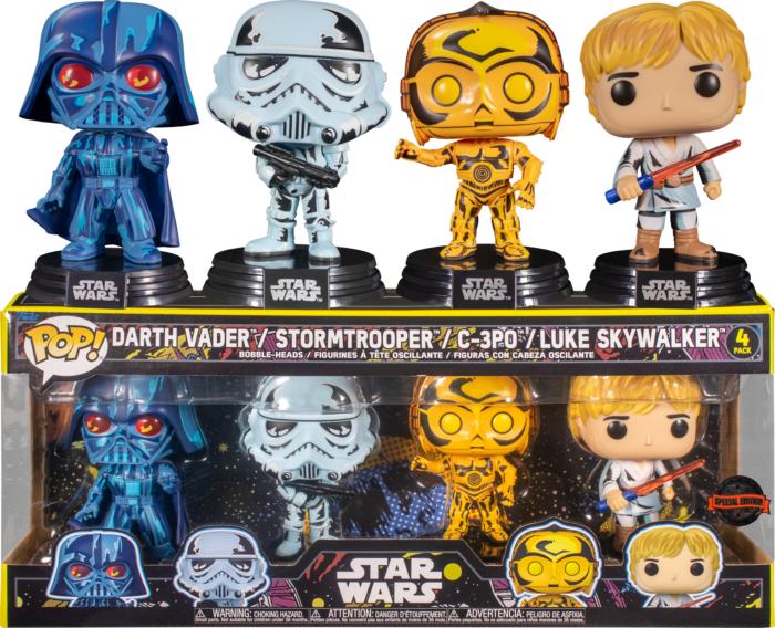 Produktbild Funko POP! SW Darth Vader/Stormtrooper/C-3PO/Luke EXM 4PK