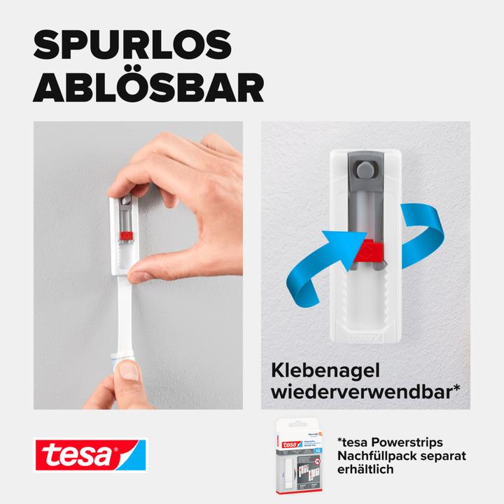 Produktbild tesa Klebenagel für Tapete & Putz, ideal für WLAN Router, höhen- und seitenverstellbar