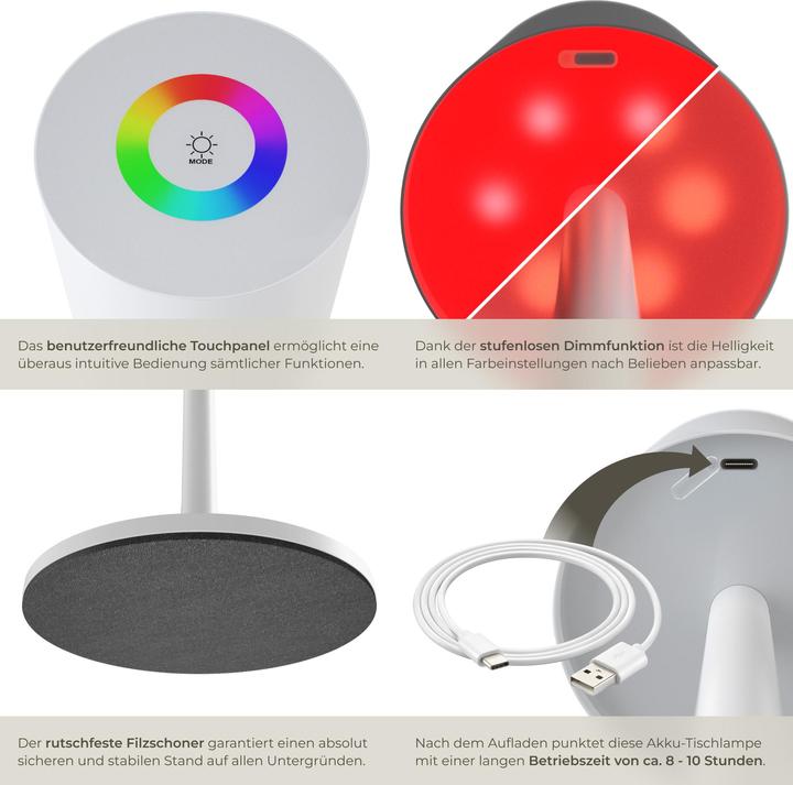 Actual product image tectake Retro table lamp Corly, LED, 7 light colours, dimmable