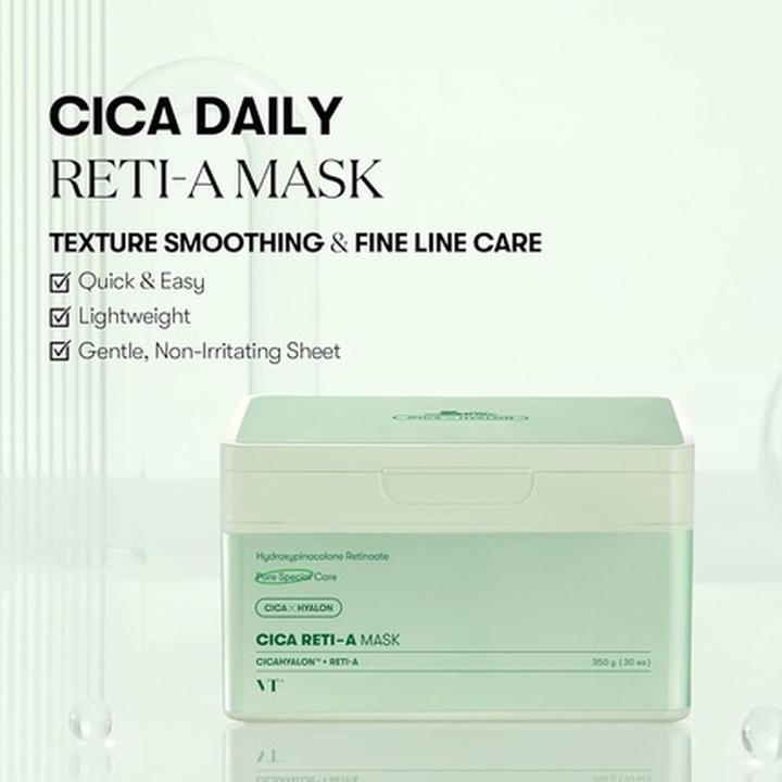 Actual product image VT Cosmetics Cica Reti-A Mask Sheet 30 Pcs Retinol Complex for Daily Care (25 ml)
