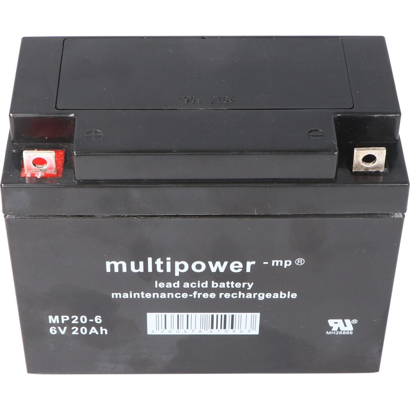 Thumbnail - Multipower, Batterieladegerät, MP20-6 Akku PB Blei, 6 Volt mit 20Ah, 2000mAh (6V)