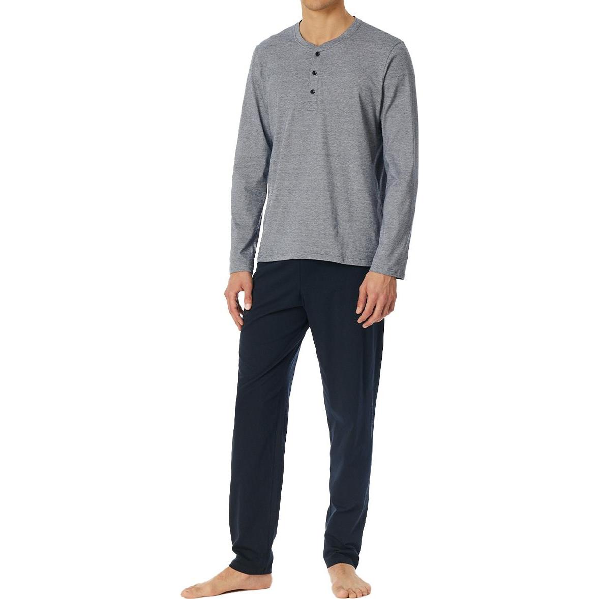 Schiesser, Herren, Pyjama, Schlafanzug lang, Blau, (56)
