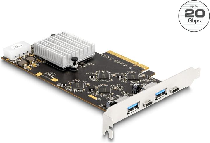 Image du produit Delock Carte PCI Express x8 avec 2 x USB 20 Gbps USB Type-C™ femelle et 2 x USB 5 Gbps Type-A femelle