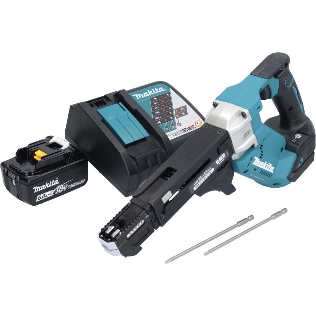 Thumbnail - Makita, Bohrmaschine + Akkuschrauber, DFR 551 RG1 Akku Magazinschrauber 18 V 25 - 55 mm Brushless + 1x Akku 6,0 Ah + Lad...