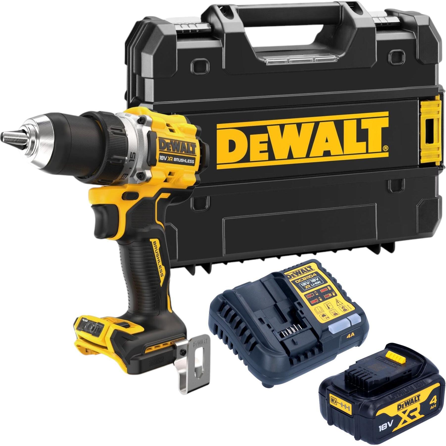 DeWalt, Bohrmaschine + Akkuschrauber, DCD 800 M1T Akku Bohrschrauber 18 V 90 Nm Brushless + 1x Akku 4,0 Ah + Ladegerät +...