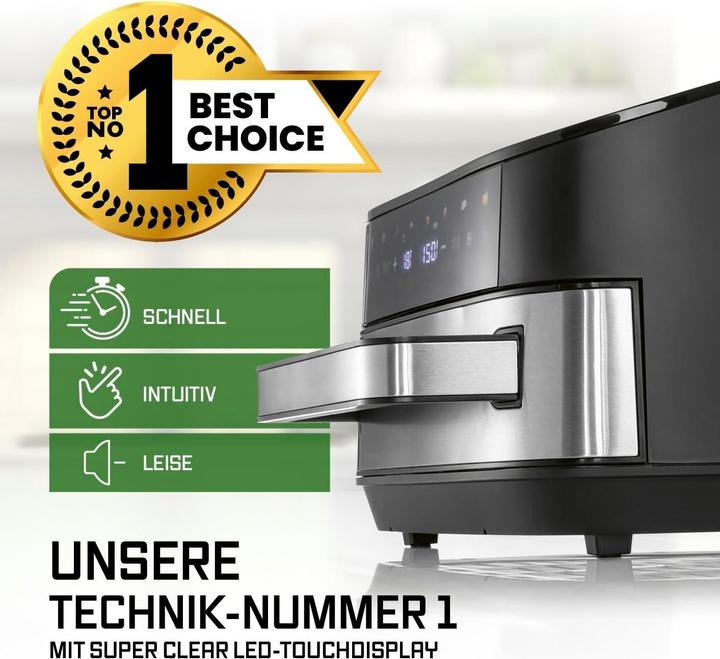 Actual product image Gourmetmaxx Air Fryer with XL Cooking Surface, 10 Programs, and Digital Display