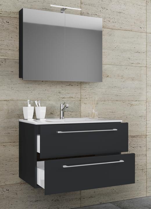 VCM 3-piece wash place washbasin Badinos 2 drawers mirror cabinet