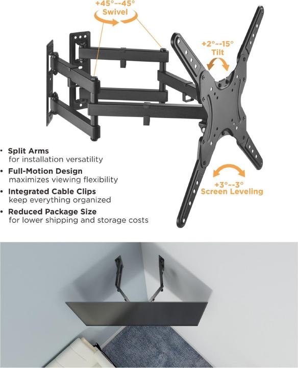 Produktbild equip Wandmontagehalterung 23"-55" TV&Monitor voll beweglich (Wand, 45 kg, 23" - 55")